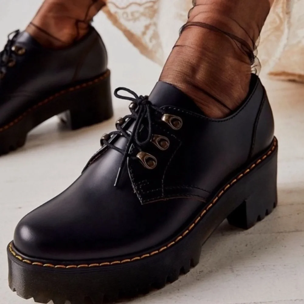 Dr Martens Leona Lug Sole Platform Derby Shoes Size 11